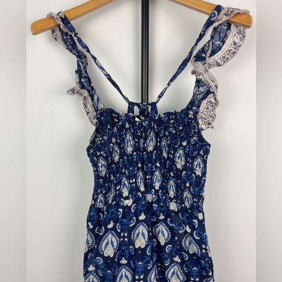 Sea New York Blue Floral Heart Boho Cotton Smocked Jumpsuit - Picture 9 of 14